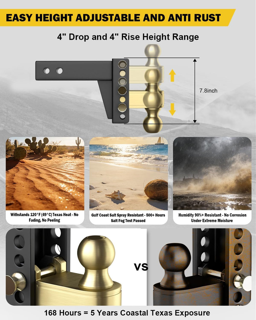 TIROL 2.5 inch Adjustable Hitch, 2.5 Hitch Receiver, 4" Drop, 2" &a...