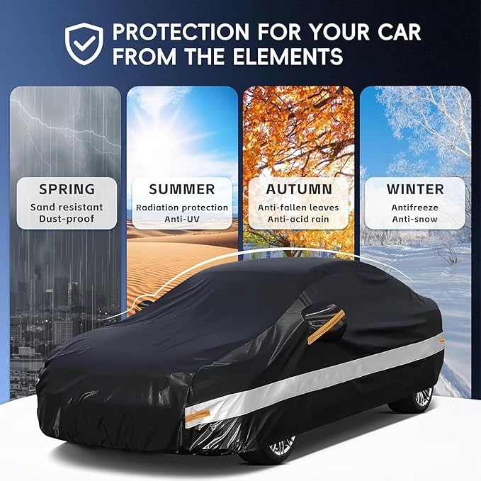 10 Layers Car Cover Custom Fit for Cadillac, Waterproof All Weather for