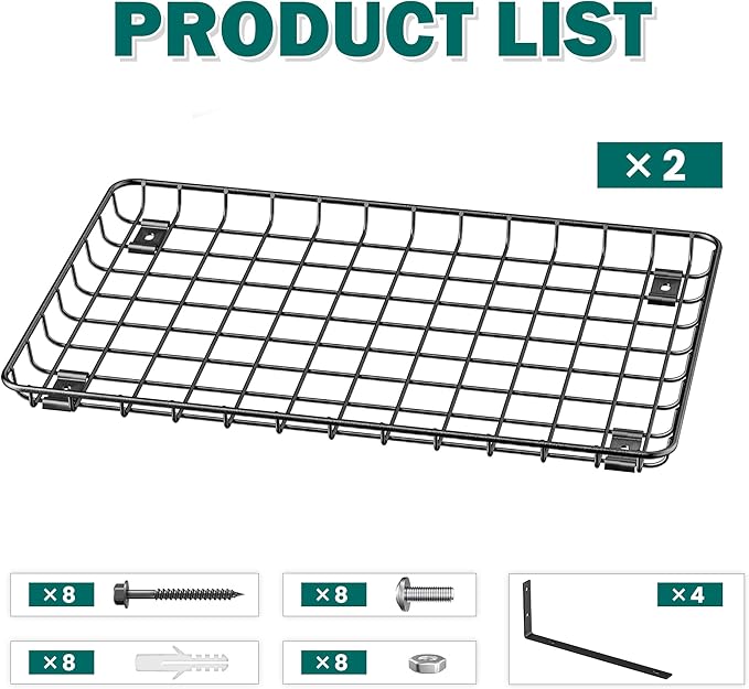 EVERHANGER Garage Wall Shelves 12x18 Inch, Wall Mounted Storage Shelf, Metal