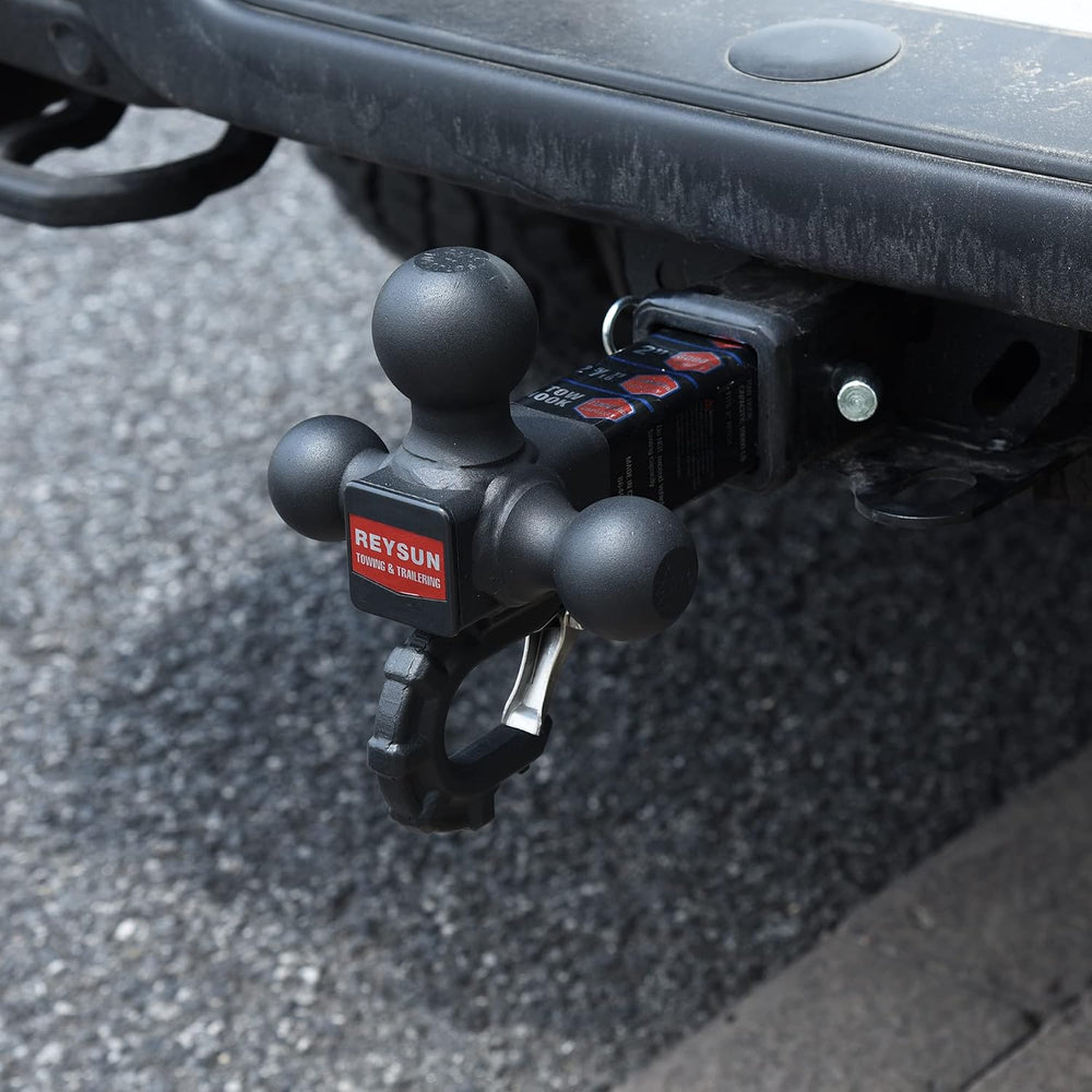 Patented Forged Trailer Hitch Tri-Ball Hitch with Hook: 3 Sizes in 1 Tow Ball...