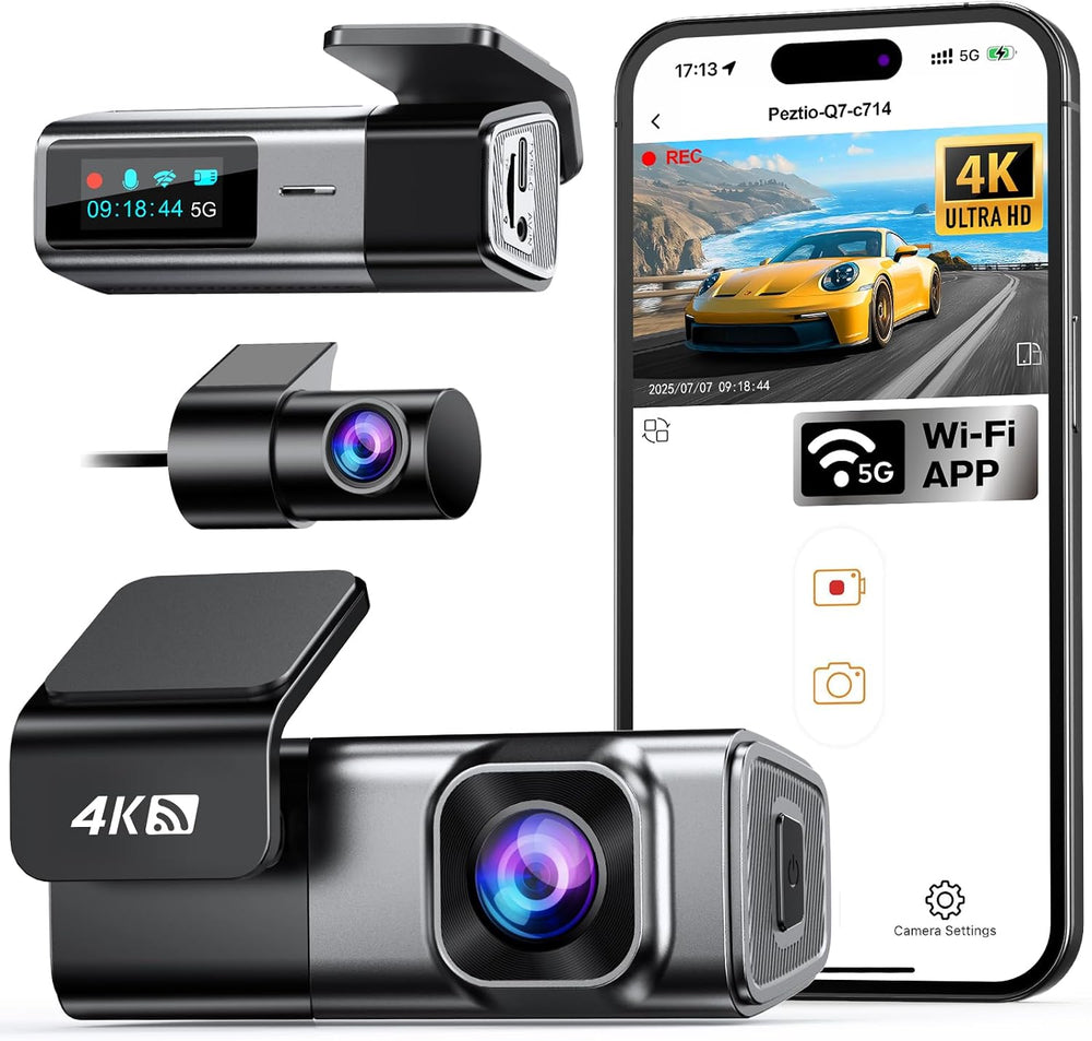 Navycrest 4K Dash Cam Front and Rear, Built-in 5G WiFi, Dash Camera for Cars ...