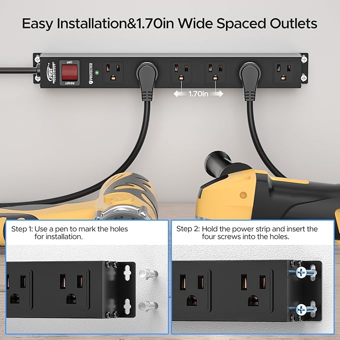 CRST 2Pack 6 Outlet Heavy Duty Power Strip