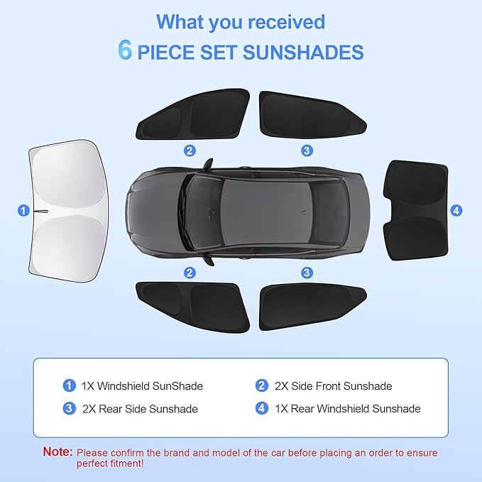 6pcs Car Window Shades for Nissan Altima 2019-2025 Accessories, Windshield Side
