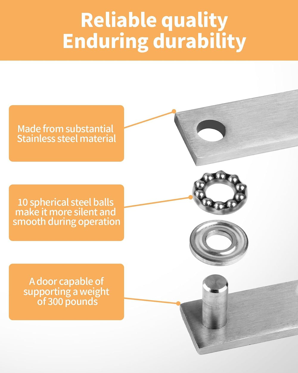 Heavy Duty Pivot Hinge for Wood Door with 360 Degree Rotation,Ideal for Hidde...