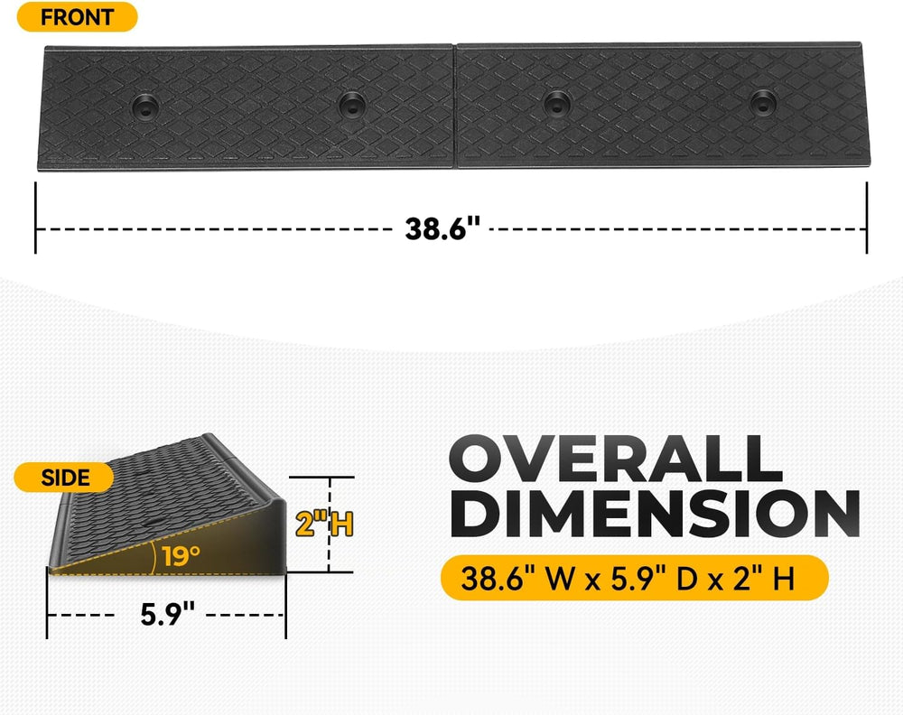 Auto Dynasty Rubber Curb Ramps, 2" Lift Height Curbside Driveway Ramp, 4...