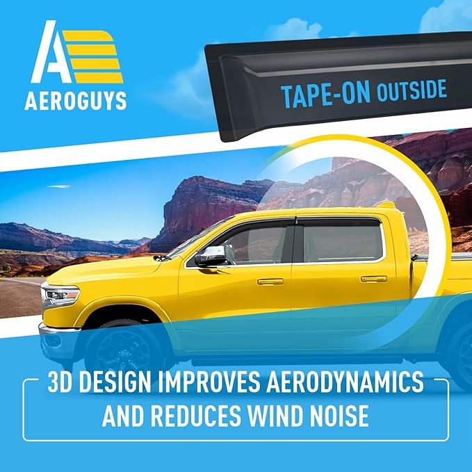 Extra Durable Window Deflectors Chrome Trim Tape-On Window Visors Rain Guards...