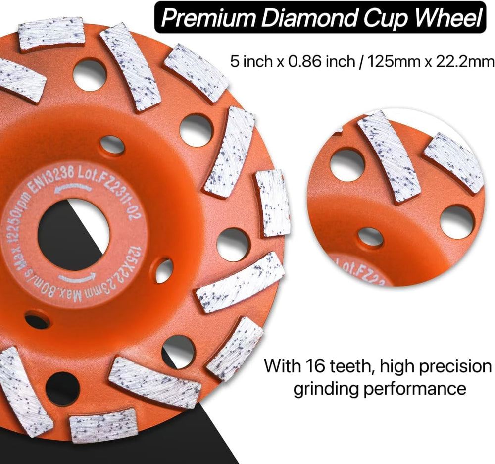 Wohenhao Dust Shroud for Angle Grinder 4.5-5 inch + Diamond Grinding Cup Whee...