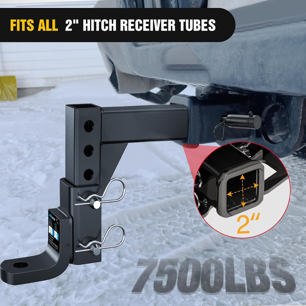 Nilight 8-Position Adjustable Trailer Hitch Ball Mount Fits 2 Inch Receiver w...