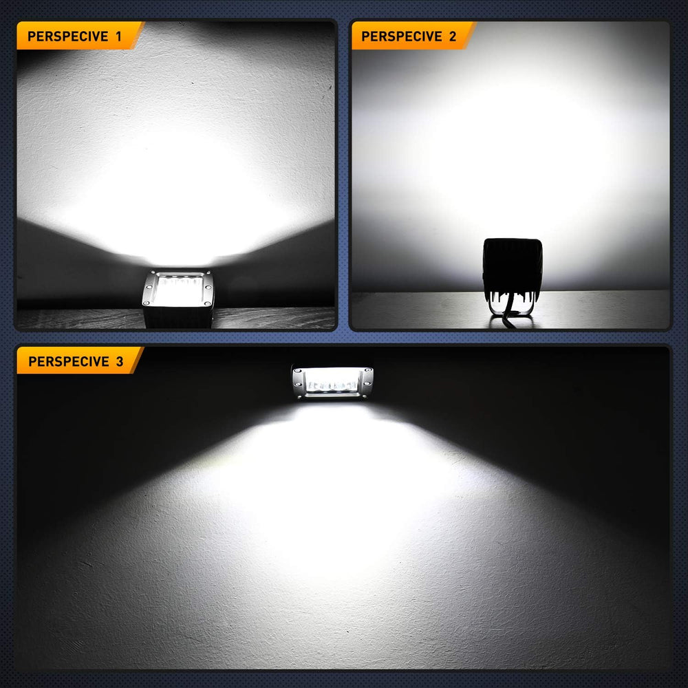 Nilight 2PCS 3 Inch LED Pods Cubes UTV Rear Roof Mounting Brackets LED Backup...