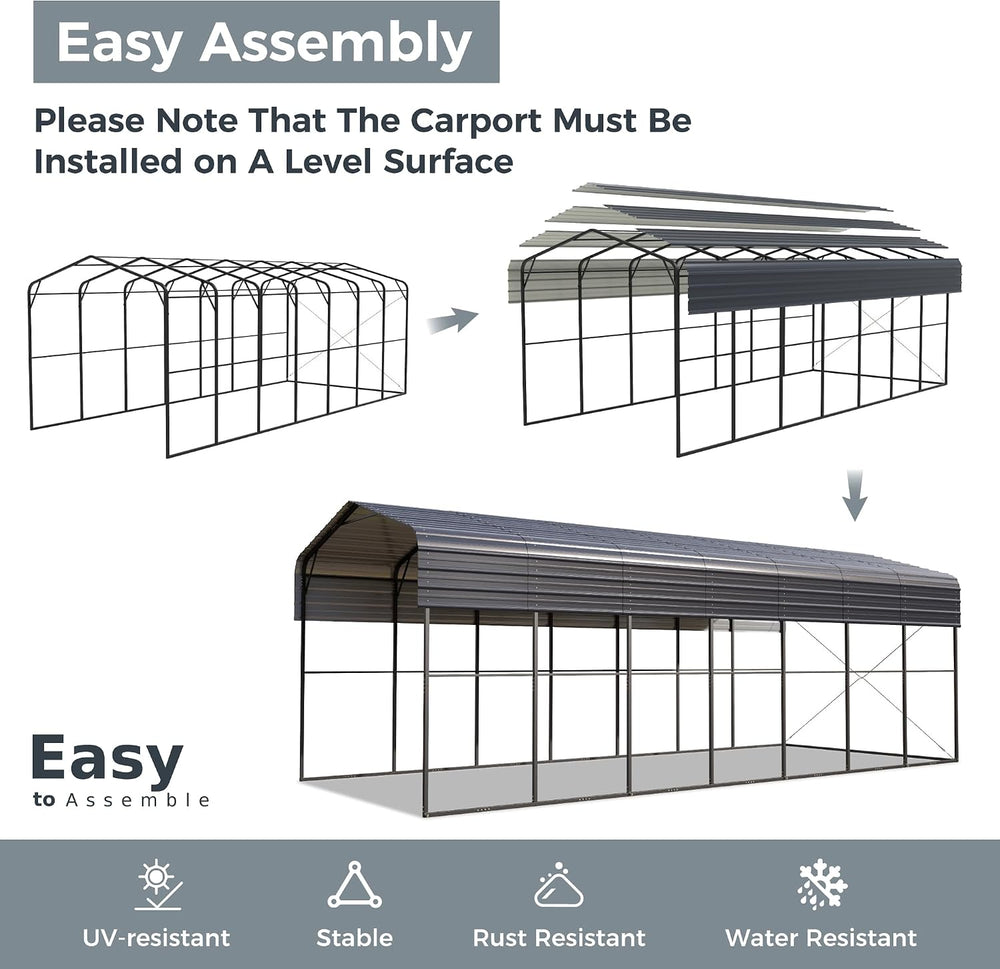 GREEN PARTY 14x35x13 ft Metal RV Carport Heavy Duty Canopy Garage Shelter