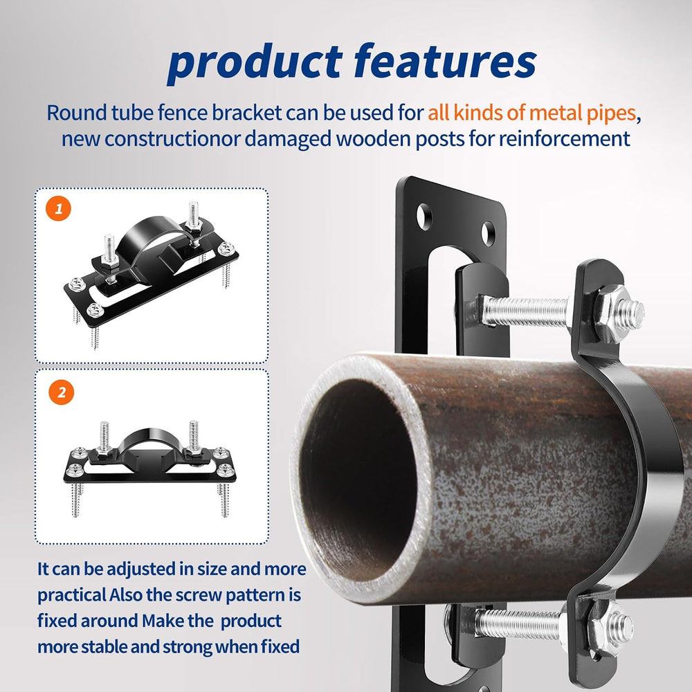 Colinktool Steel 2 Wood Fence Bracket,Chain Link Wood Adapter-12 Pack,Black