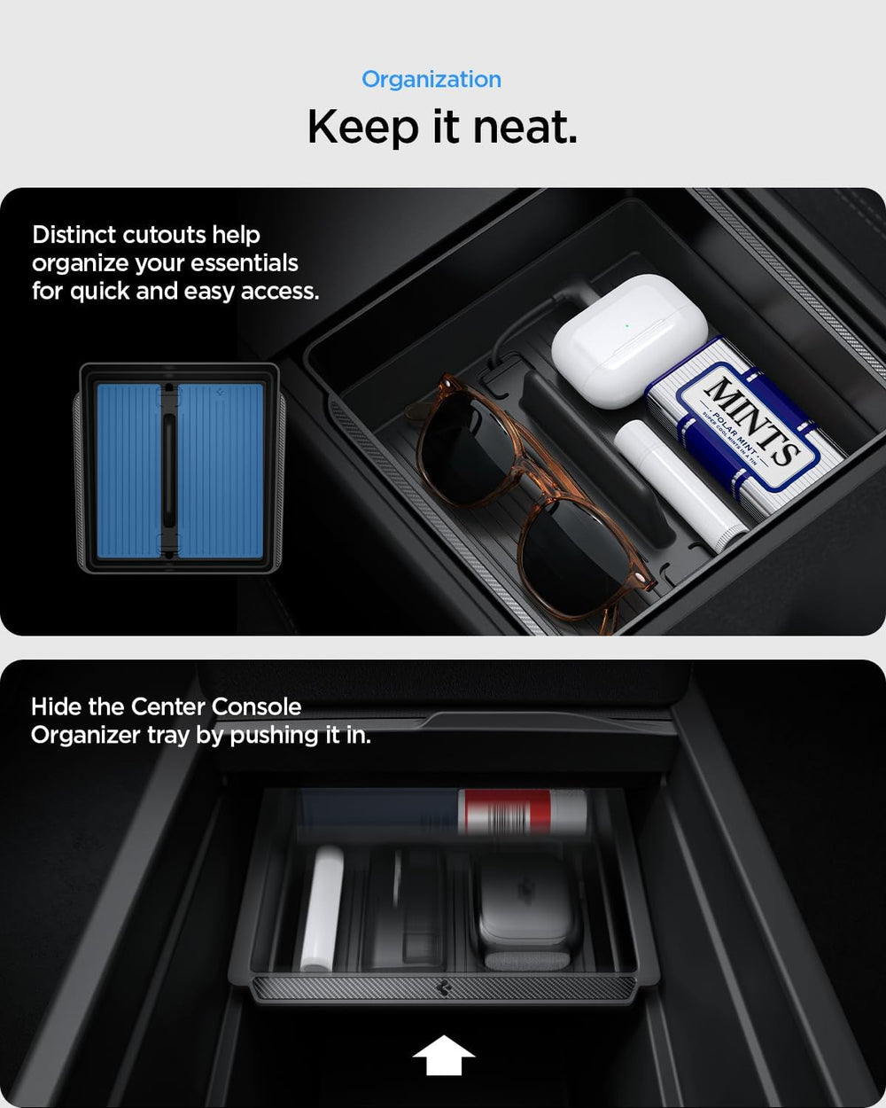 Spigen Center Console and Armrest Organizer for Tesla Model Y Juniper & M...