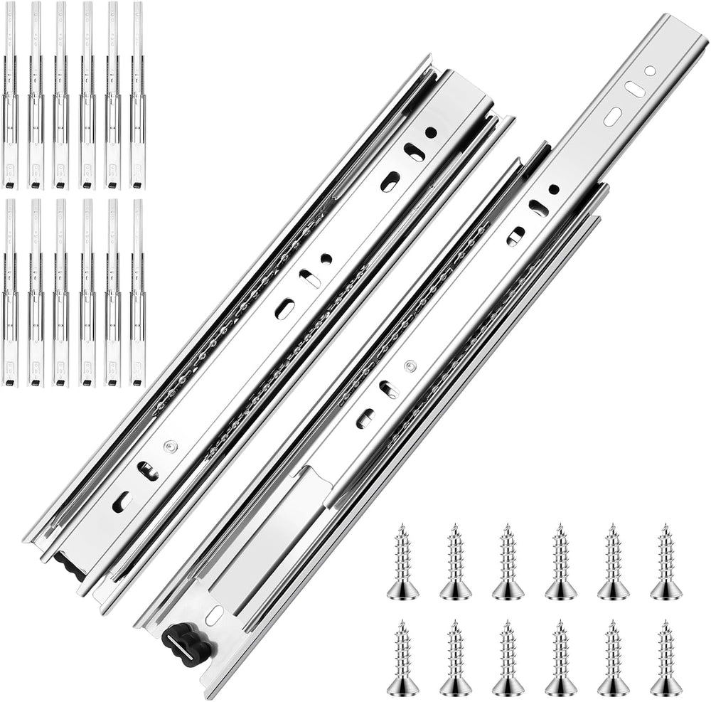 22 inch Ball Bearing Drawer Slides 6 Pairs (12pcs) - 100LB Capacity, Full Ext...
