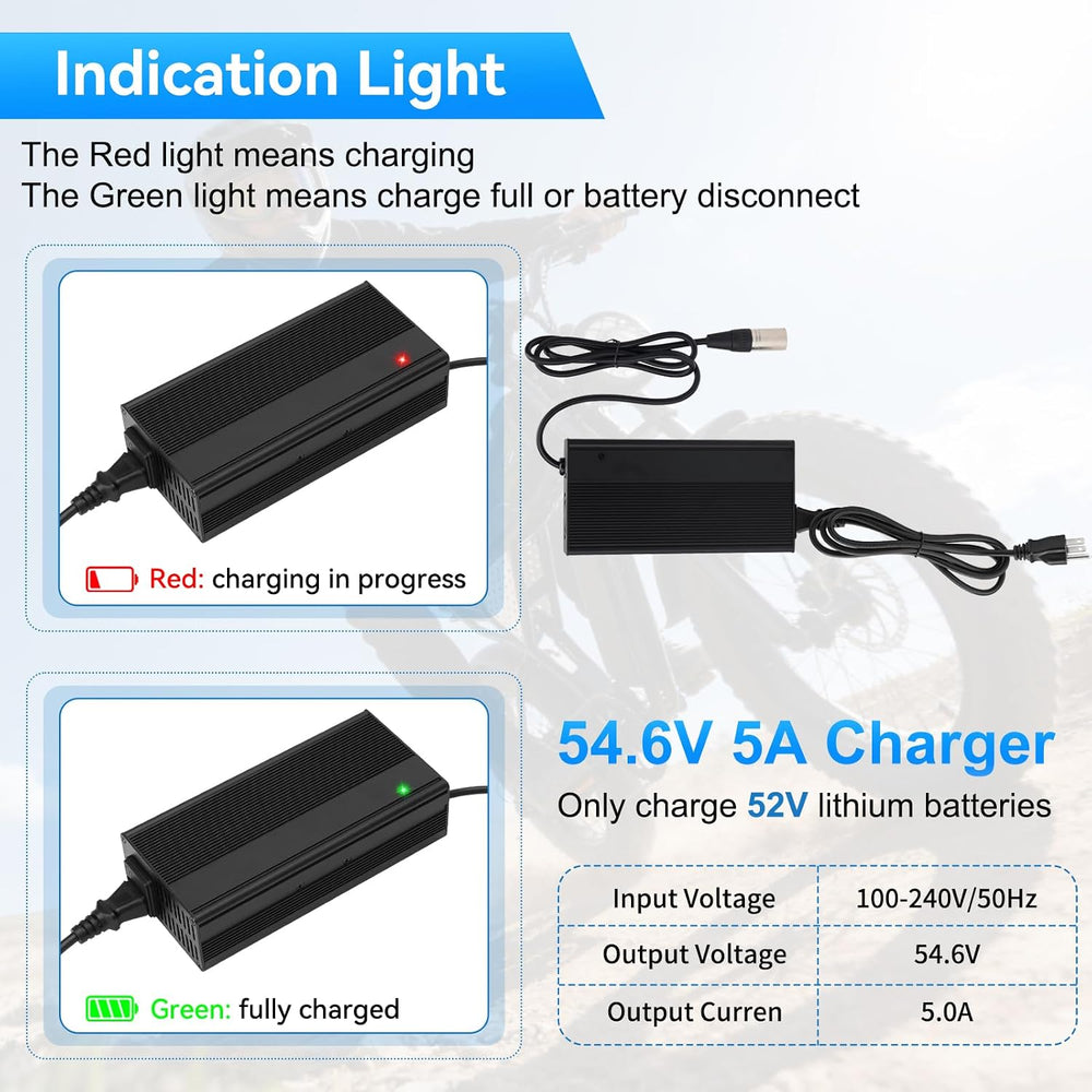 Upgraded Fast Charging 3-Pin 48V 5A Battery Charger for Q20 Ridstar, Battery ...