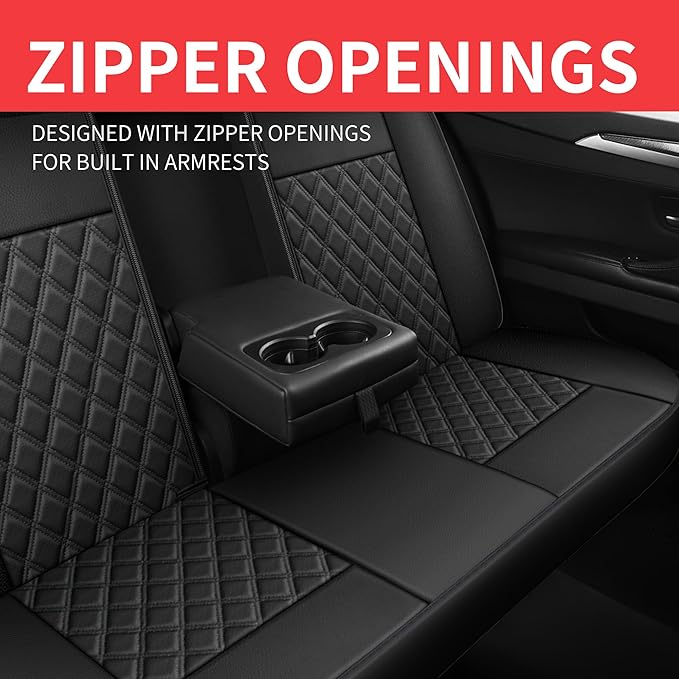 Car Seat Covers Full Set, Breathable and Waterproof Napa Leather Car Seat Cover