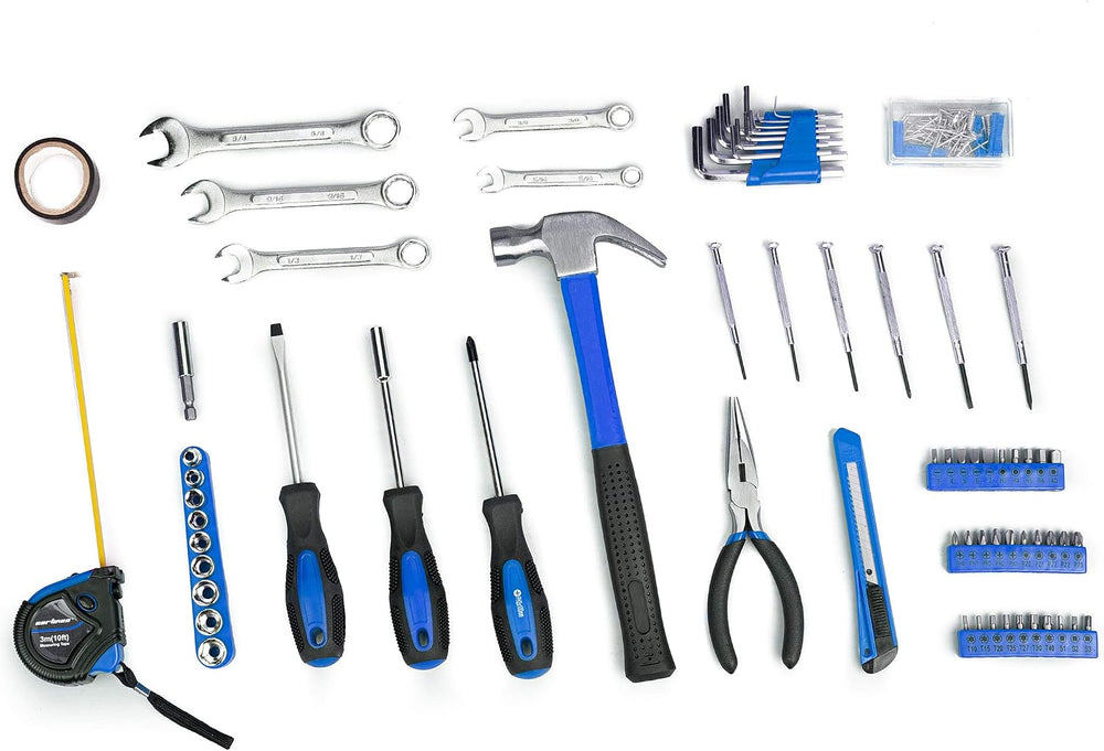 CARTMAN 148-Piece Household Tool Set, Blue Tool Kit with Plastic Toolbox