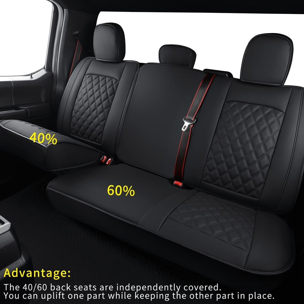 LUCKYMAN CLUB F150 Faux Leather Seat Covers Fit for 2015-2025 F150 SuperCrew ...