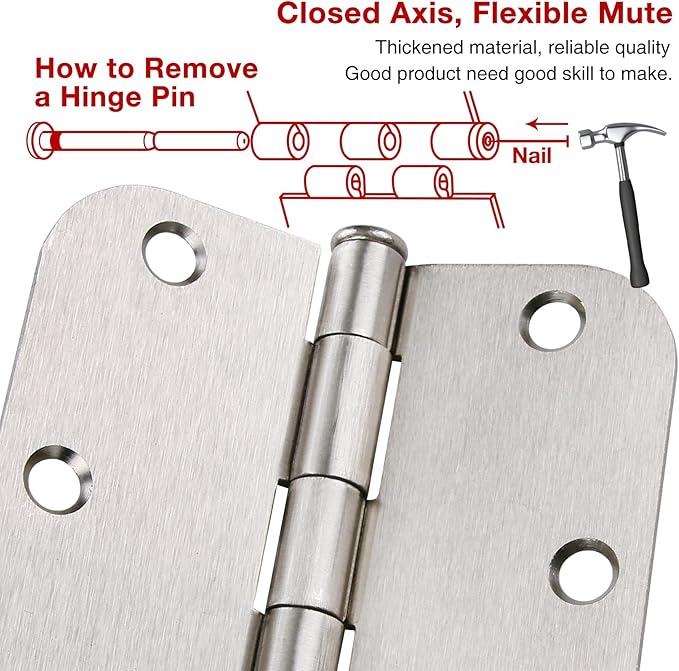 24 Pack Interior Satin Door Hinges Brushed Nickel 3.5 Inch x 3 1/2" 5/8&...