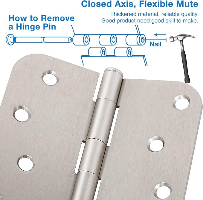 18 Pack 4 Inch Nickel Door Hinges Satin/Brushed Nickel Door Hinges 4 in x 4&q...