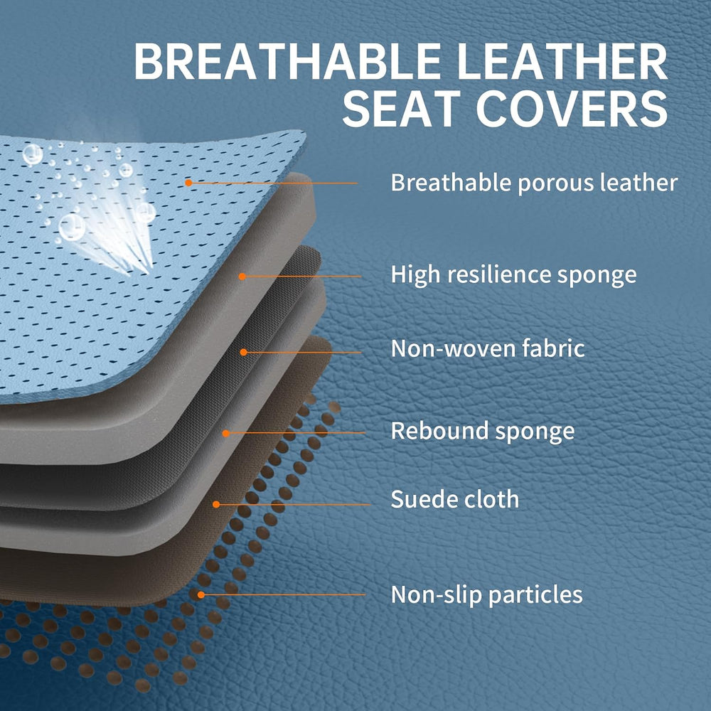 Blue White Car Seat Covers Full Set Universal 5-Seat Full Coverage
