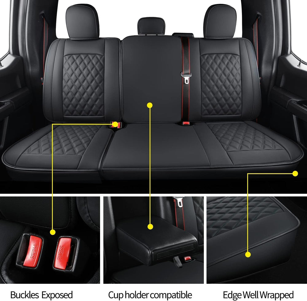 LUCKYMAN CLUB F150 Faux Leather Seat Covers Fit for 2015-2025 F150 SuperCrew ...