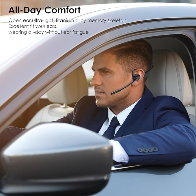 Open Ear Headphones with Mic, Wireless Headset
