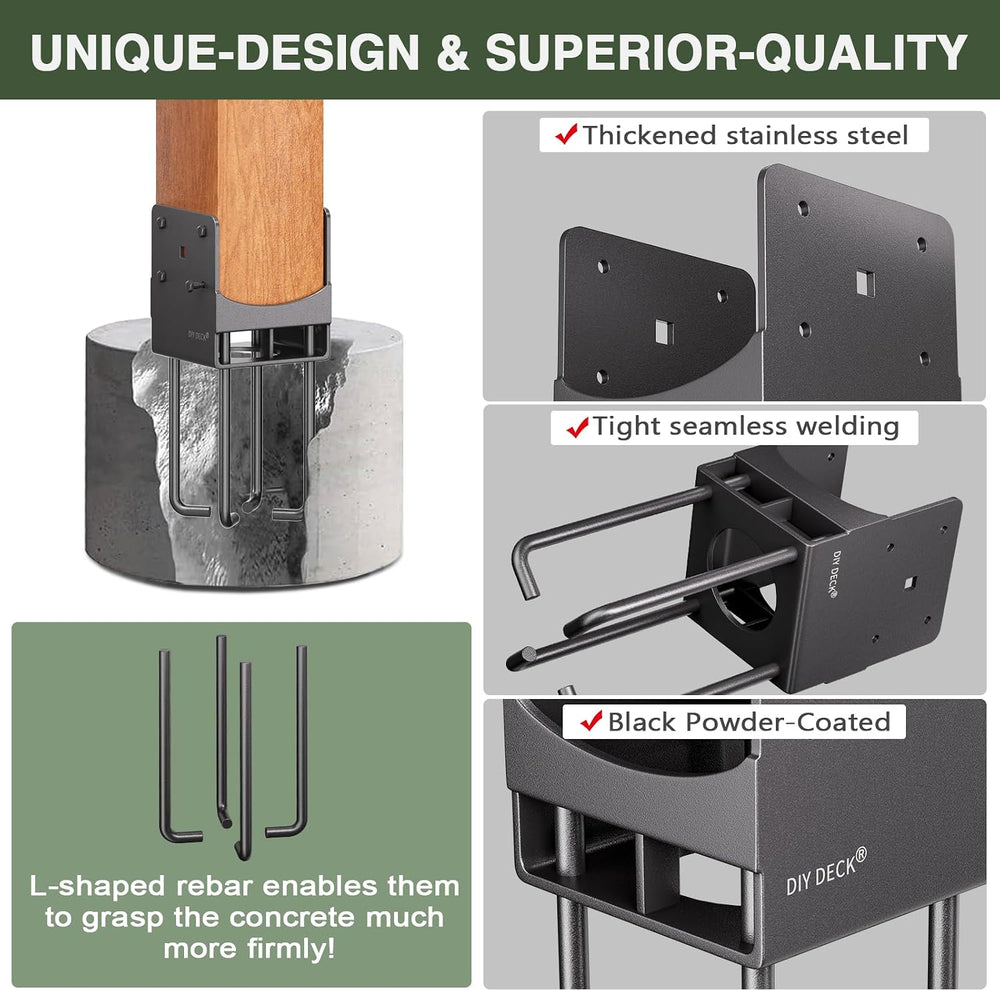 2Pack Heavy Duty Stainless Steels U-Shape Wet Concrete Fence Post Holder 6&qu...
