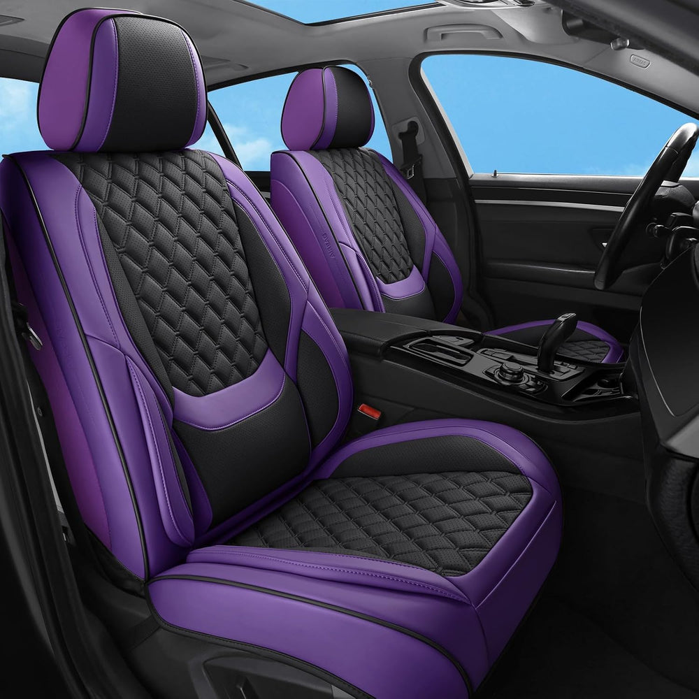 Purple Black Car Seat Covers Full Set,5 Seat Leather Seat Covers for Cars