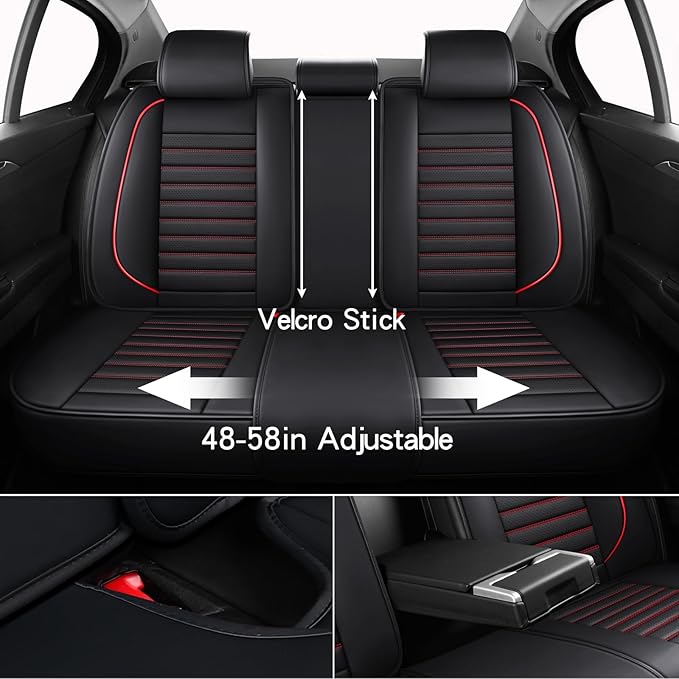Leather Car Seat Covers Full Set, Universal Faux Leather Car Seat Covers 5 Seats