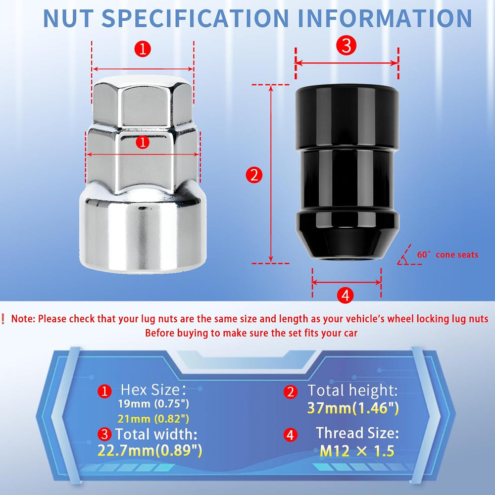 24526 Wheel Lock Lug Nut M12x1.5 Anti Theft Fit for 1991-2002 Chevy S-10 Blaz...