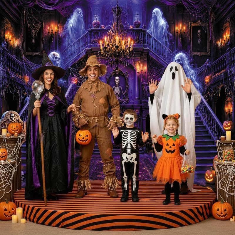 Leowefowa Halloween Spooky Medieval Castle Backdrop for Photography 10x8ft