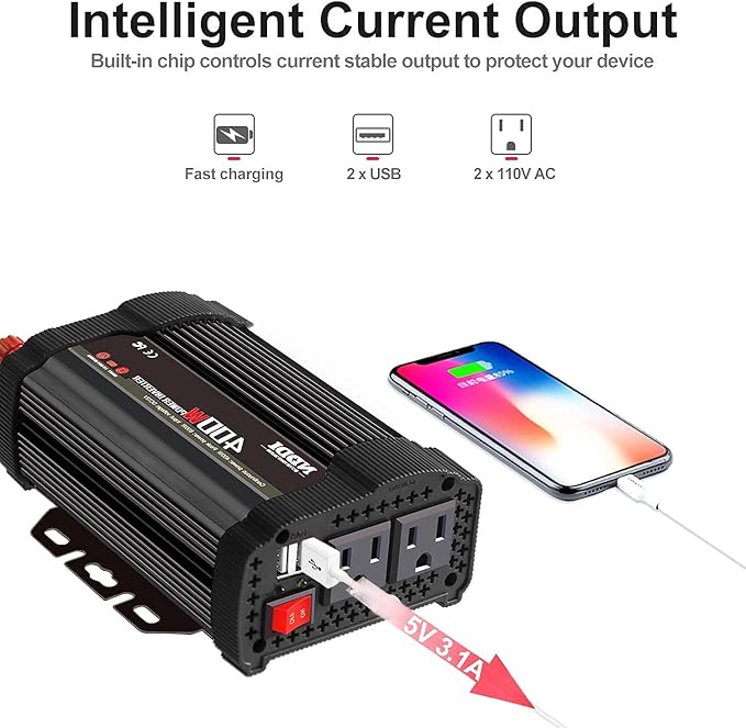 400W Car Power Inverter, DC 12V to 110V AC Converter