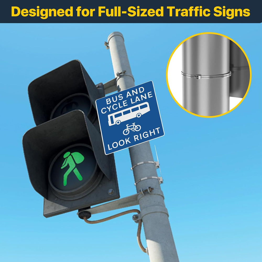 ZhouDashu 8Pcs Sign Mounting Brackets for Larger Poles, Adjustable Street Sig...