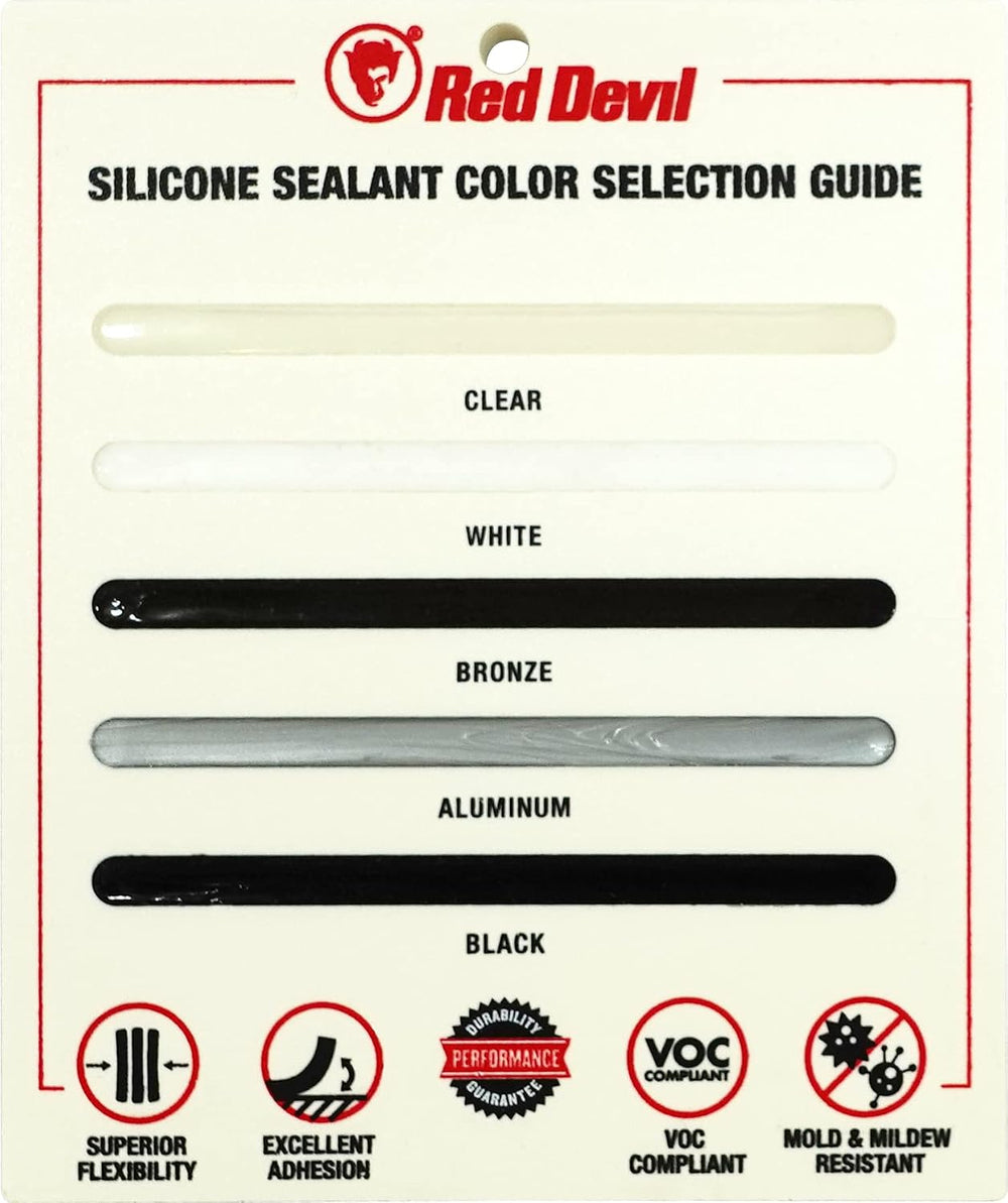 Red Devil 082012 100% Silicone Sealant Architectural Grade, Clear, 2.8 Oz, Pa...