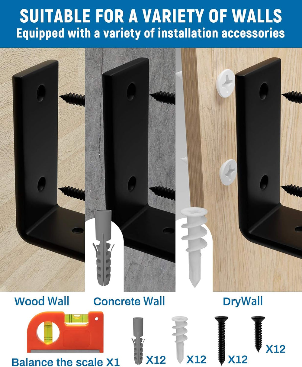 LEOPO 12 inch Shelf Bracket for DIY Floating Shelf, 1/5 inch Thick Heavy Duty...