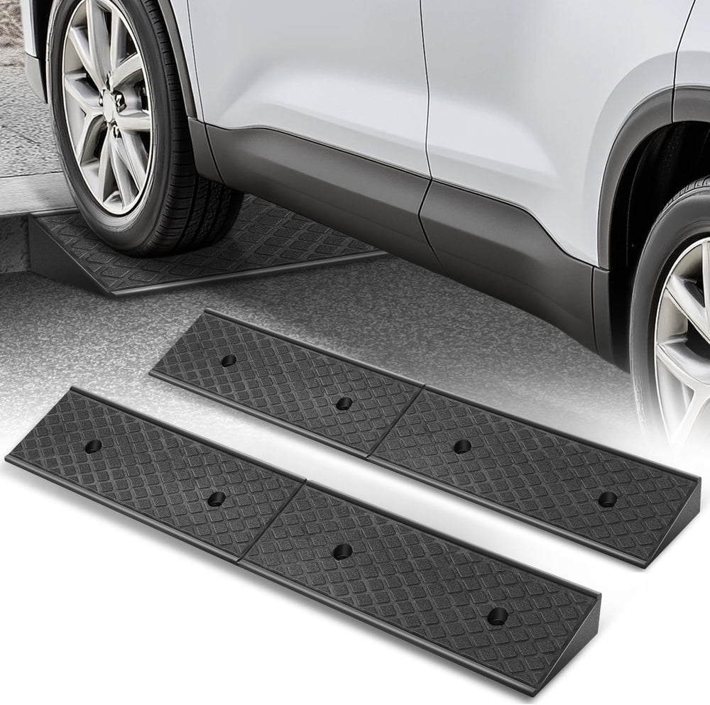 Auto Dynasty Rubber Curb Ramps, 2" Lift Height Curbside Driveway Ramp, 4...