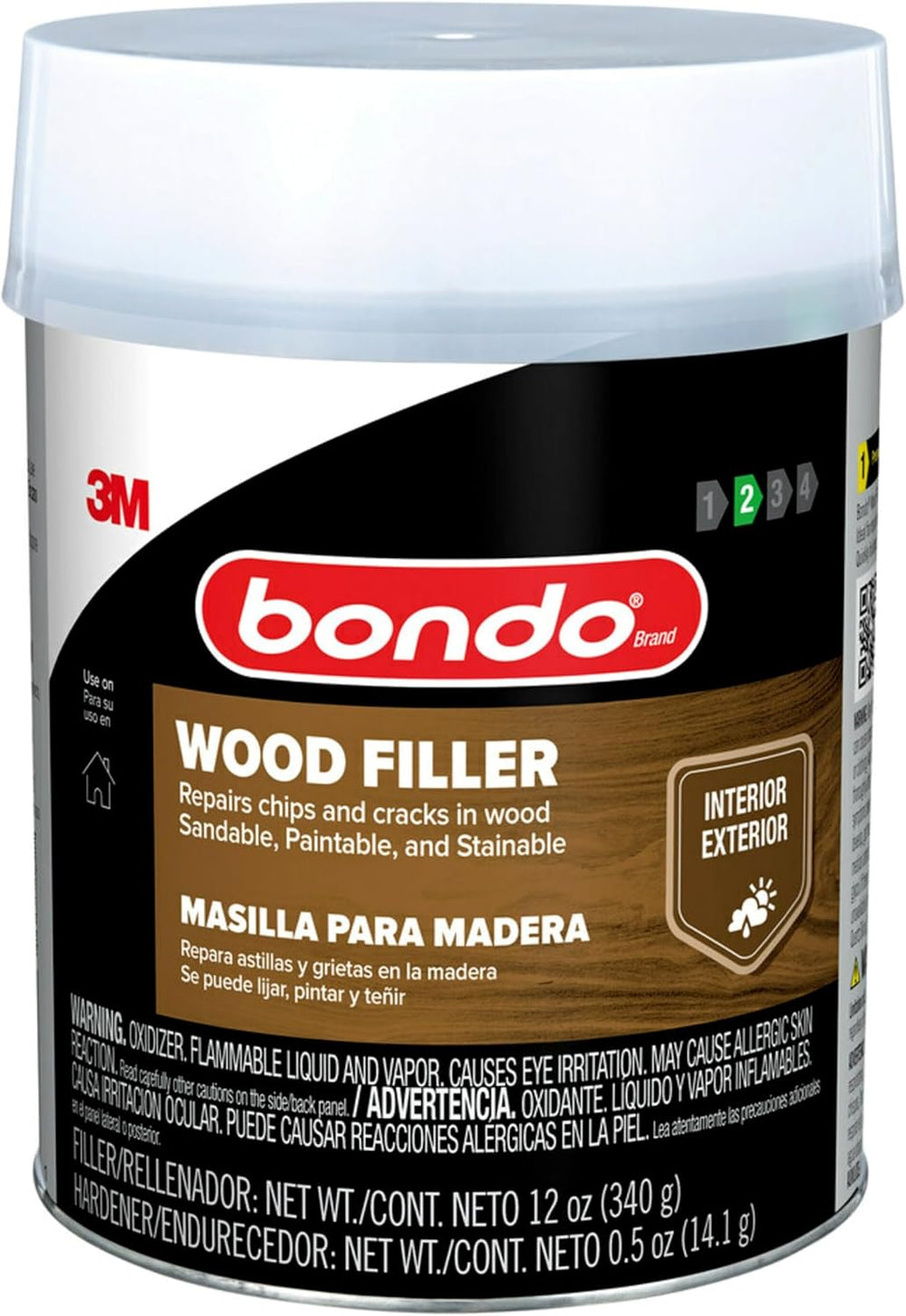 3M Bondo Wood Filler 30 oz (850.49 g) with Bondo Cream Hardner 0.5 oz (14g), ...