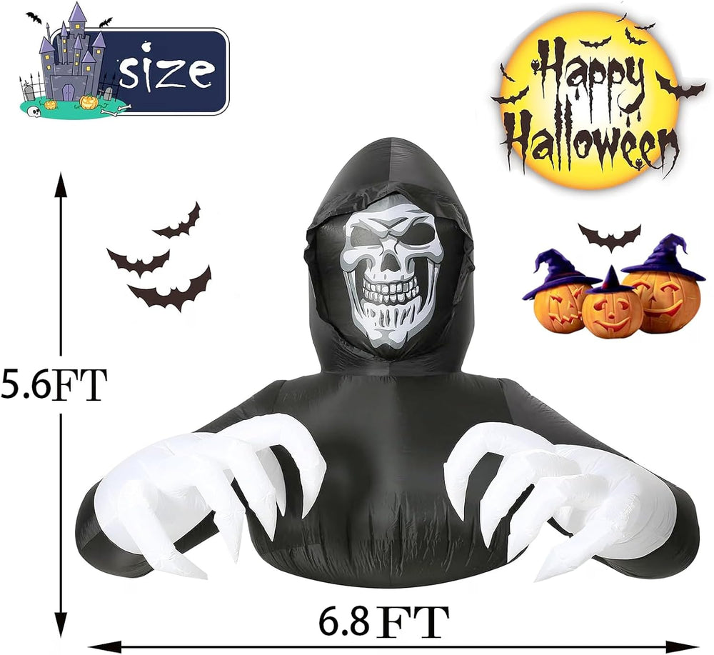 6.8FT Width Inflatables Grim Reaper Outdoor Halloween Decoration Blow Up for ...