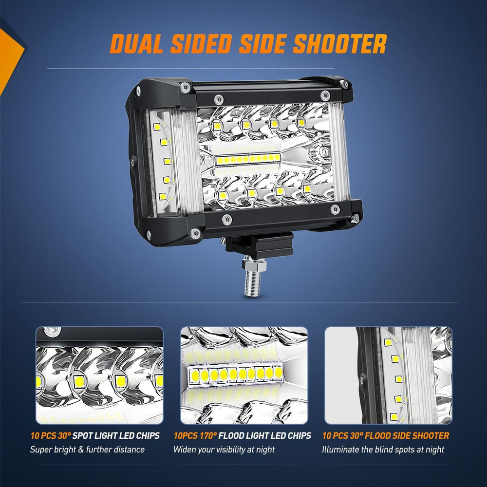 Nilight Side Shooter LED Lights 2PCS 4.3 Inch with Wiring Kit for Truck SUV