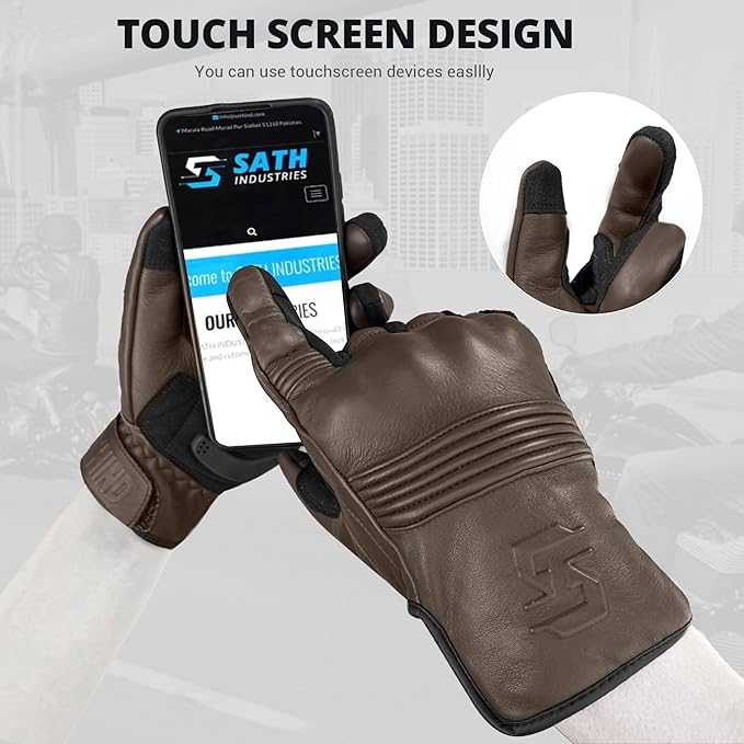 Leather Motorcycle Gloves for Men and Women | Touchscreen | Full Finger |