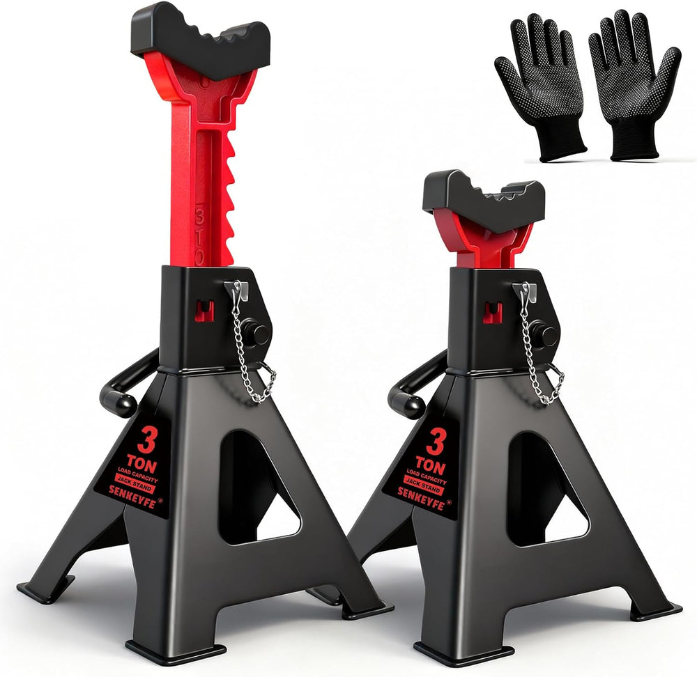 3 Ton (6,600 LBs) Jack Stands with Double Pin Locking,Rubber Cover and Large ...