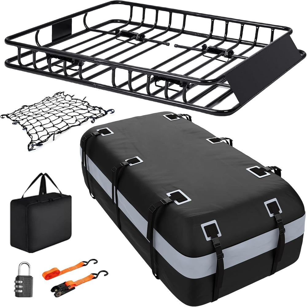 Adjustable Roof Rack Basket 45"-64" x 36" x 5" with 20 Cu...