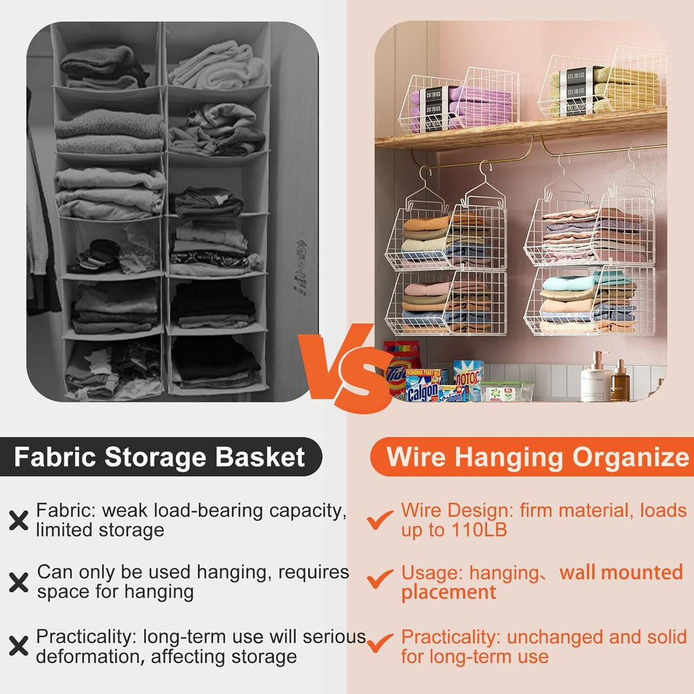 X-cosrack 6 Tier Closet Hanging Organizer, Clothes Hanging Shelves with 4 Han...
