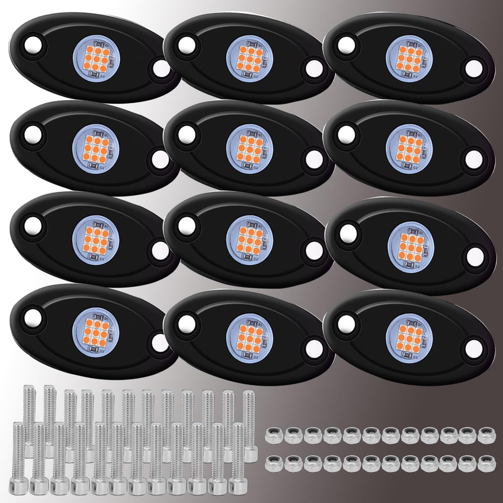 12 Pods Purple LED Rock Lights Neon Underglow Lamp for Car Truck ATV SUV Unde...