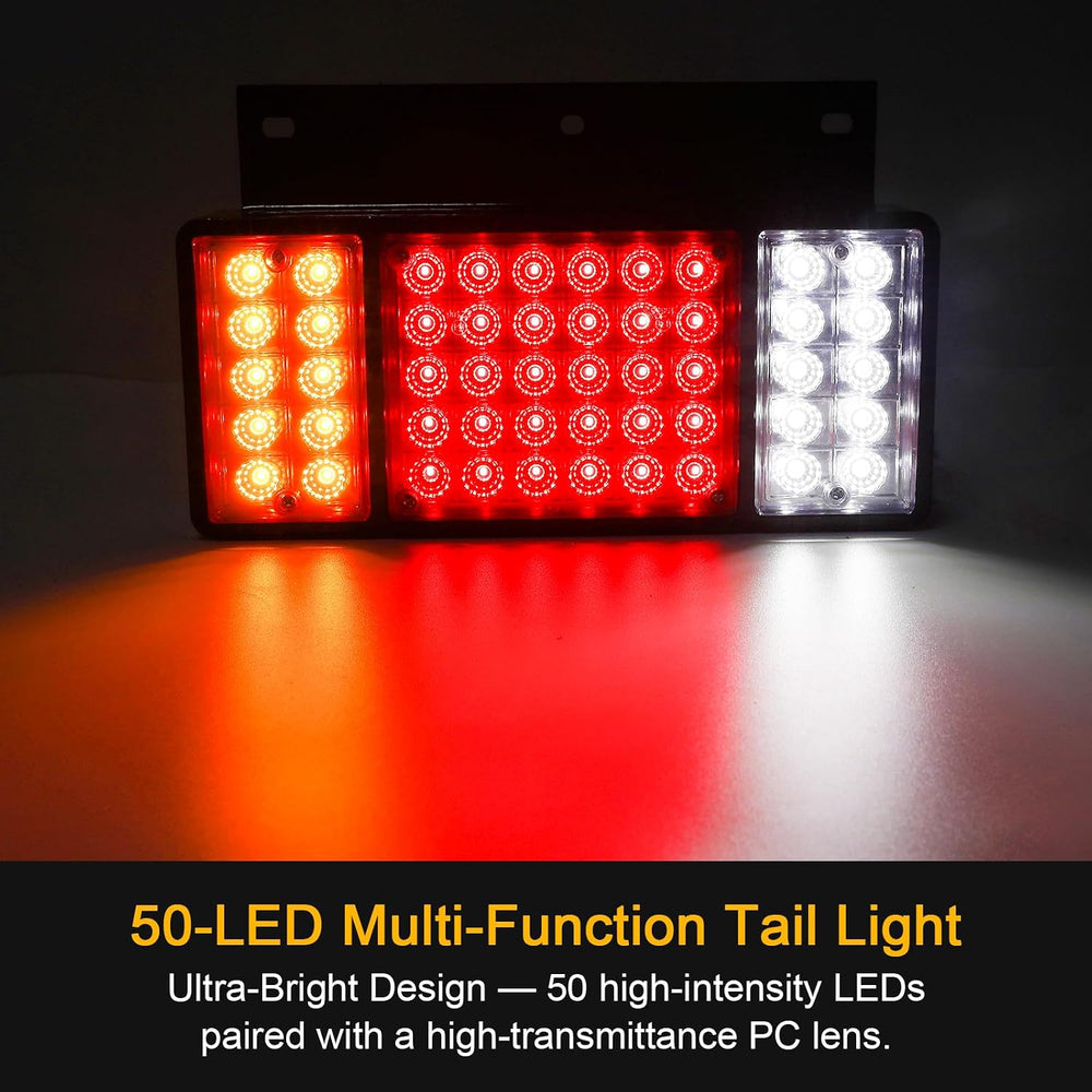 2PCS Trailer Tail Light Kit 50 LED Truck Running Brake Turn Signals Reverse L...