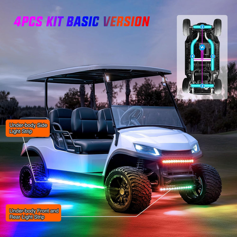 Nilight 4PCS Golf Cart Underglow LED Light Strip Dream Color Multi-Mode Neon ...