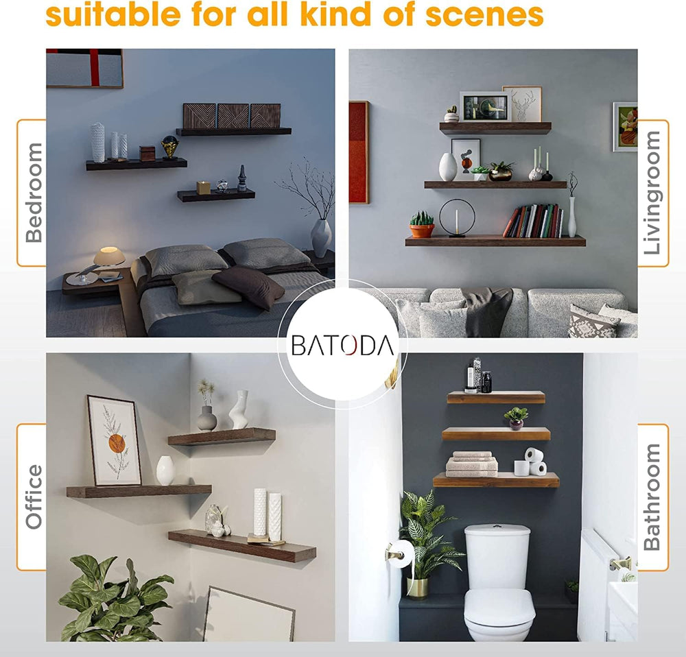 BATODA 6" Floating Shelf Bracket Heavy Duty (16 pcs) – Solid Steel Blind...
