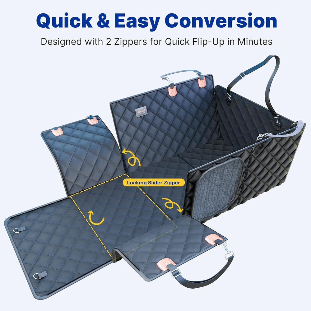 Convertible Back Seat Extender for Dogs, Foldable 400lbs Hard Bottom Dog Car ...
