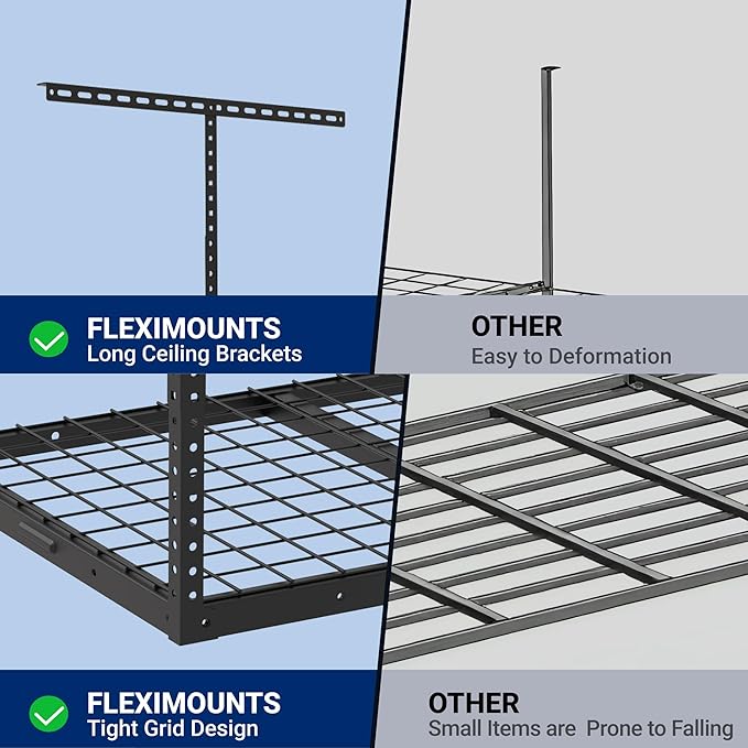 FLEXIMOUNTS 2x3FT Garage Storage Rack Overhead, Adjustable Ceiling Storage Racks