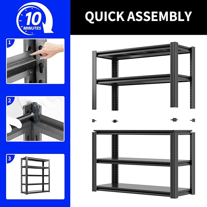 78" H Metal Storage Shelving, 3000LBS Heavy Duty Shelves Unit, Adjustable 5